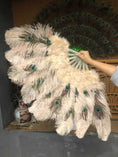 Load image into Gallery viewer, Light Camel Peacock Marabou Ostrich Feathers Fan 24"x43" With Travel leather Bag.
