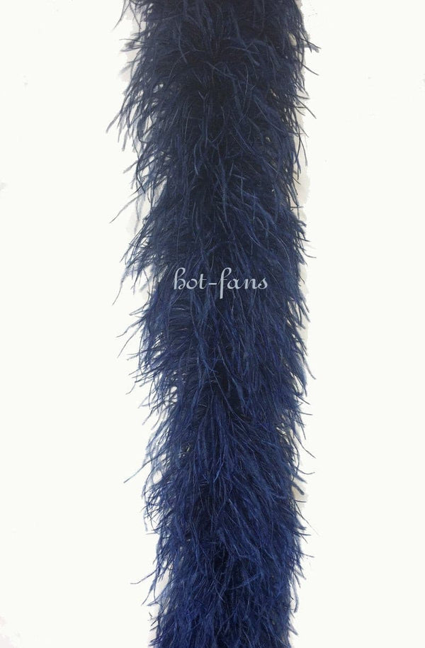 Boa de plumas de avestruz de lujo azul marino de 12 capas 71