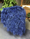 Load image into Gallery viewer, Burlesque Fluffy navy Waterfall Fan Ostrich Feathers Boa Fan 42"x 78".
