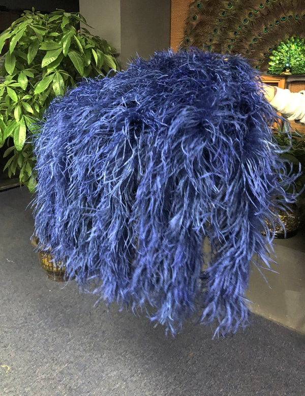 Burlesque Fluffy azul marino cascada abanico plumas de avestruz boa abanico 42