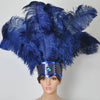 Navy Showgirl Open Face Ostrich feather Headdress.