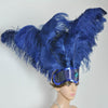 ネイビーのショーガール オープンフェイス ダチョウの羽のヘッドドレス。