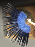 Load image into Gallery viewer, Navy Marabou & Pheasant Feather Fan 29"x 53" with Travel leather Bag.
