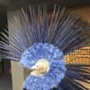 Navy Marabou & Pheasant Feather Fan 29"x 53" with Travel leather Bag.