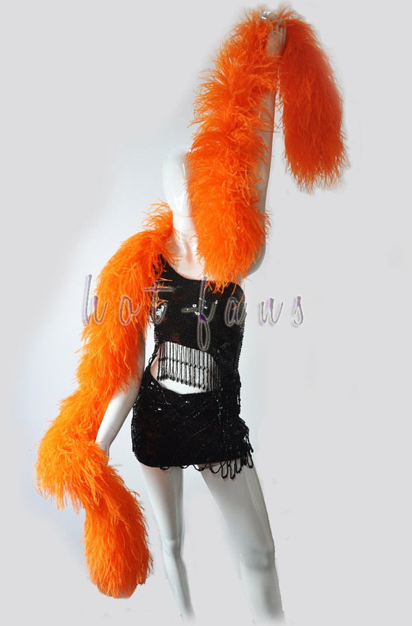 12 ply orange Luxury Ostrich Feather Boa 71