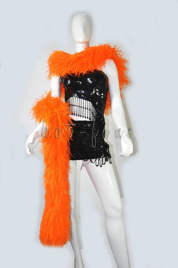 12 ply orange Luxury Ostrich Feather Boa 71