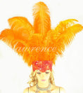 Load image into Gallery viewer, Orange Showgirl Open Face Ostrich feather Headdress.
