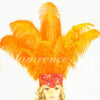 Orangefarbener Showgirl-Kopfschmuck aus Straußenfedern mit offenem Gesicht.