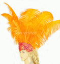 Load image into Gallery viewer, Orange Showgirl Open Face Ostrich feather Headdress.
