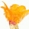 オレンジ色のショーガール オープンフェイス ダチョウの羽の頭飾り。