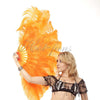 2 layers orange Ostrich Feather Fan 30"x 54" with leather travel Bag.