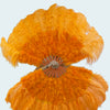Orange Ostrich & Marabou Feathers fan 27"x 53" with Travel leather Bag.