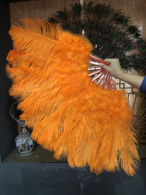 Orangefarbener Marabu-Straußenfeder-Fächer 21