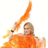 Orange single layer Ostrich Feather Fan with leather travel Bag 25"x 45".