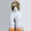 20 ply mix white & orange Luxury Ostrich Feather Boa 71" (180 cm ) long.