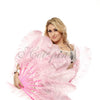 A pair pink Single layer Ostrich Feather fan 24"x 41" with leather travel Bag.