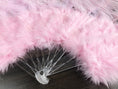 Load image into Gallery viewer, pink Marabou Ostrich Feather fan 21"x 38" with Travel leather Bag.
