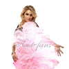 2 layers pink Ostrich Feather Fan 30"x 54" with leather travel Bag.