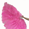 Pink 3 Layers Ostrich Feather Fan Opened 65" with Travel leather Bag.