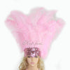 Pink Showgirl Open Face Ostrich feather Headdress.