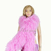 Boa de plumas de avestruz de lujo rosa de 20 capas de 71&quot;de largo (180 cm).