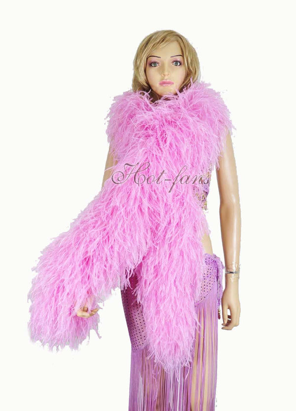 Boa de penas de avestruz luxuosa rosa de 20 camadas 71
