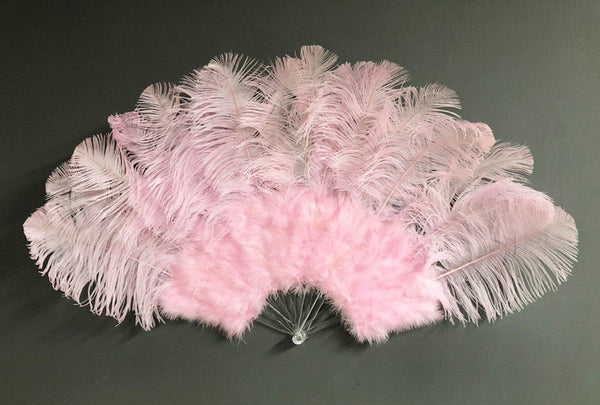 Abanico de plumas de avestruz de marabú rosa 21