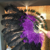 Mix black & dark purple XL 2 Layer Ostrich Feather Fan 34 x 60 with Travel leather Bag b.