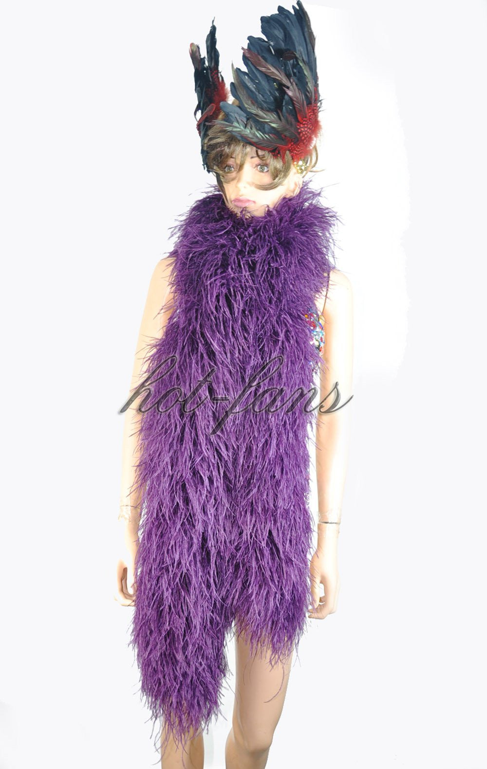 20 ply Dark purple Luxury Ostrich Feather Boa 71