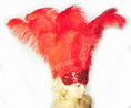 Load image into Gallery viewer, Red Showgirl Open Face Ostrich feather Headdress.
