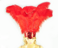 Load image into Gallery viewer, Red Showgirl Open Face Ostrich feather Headdress.
