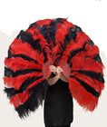 Load image into Gallery viewer, Mixed red & black XL 2 Layer Ostrich Feather Fan 34''x 60'' with Travel leather Bag.
