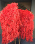 Load image into Gallery viewer, Burlesque Fluffy Red Waterfall Fan Ostrich Feathers Boa Fan 42"x 78".
