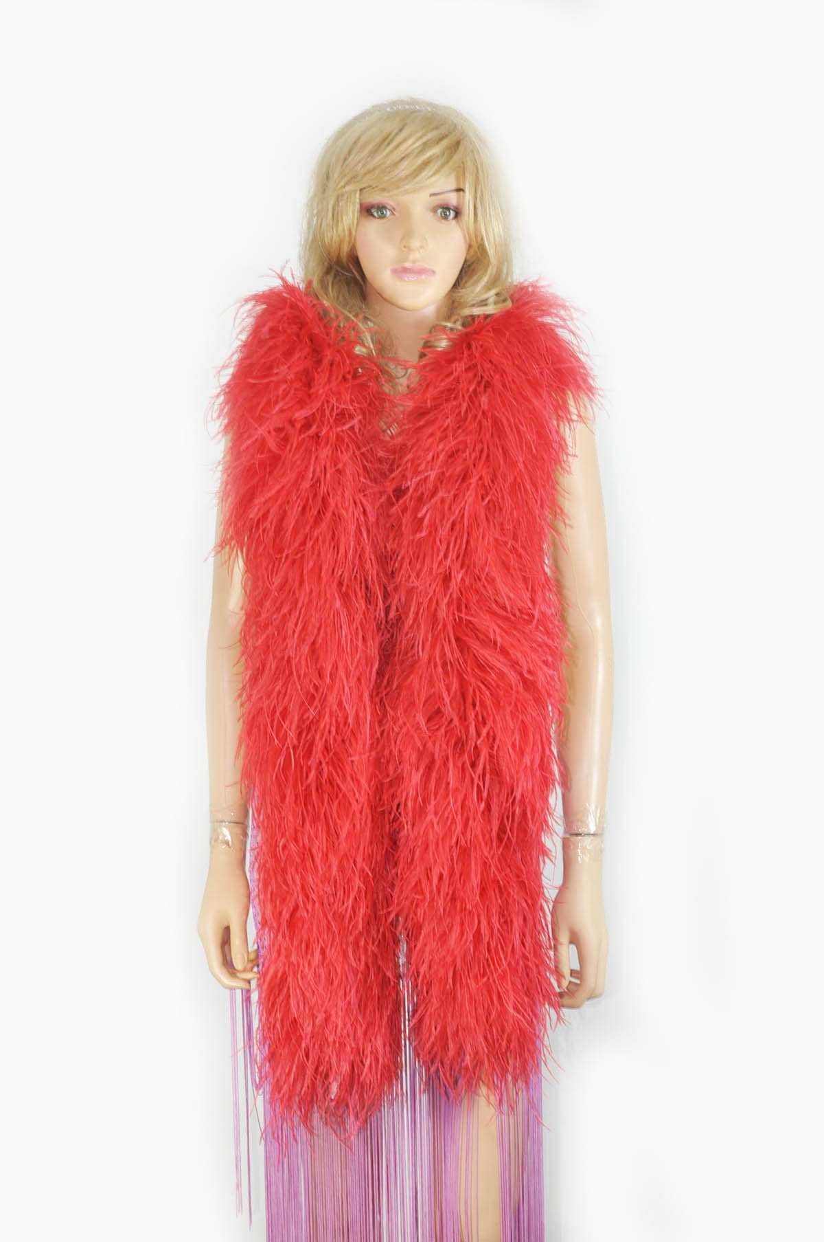 Boas de plumas color rojo rosa, disfraz de boa de plumas de avestruz de  6.56 pies, tiras de plumas naturales decorativas para árbol de Navidad,  boda