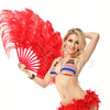 Red single layer Ostrich Feather Fan with leather travel Bag 25"x 45".
