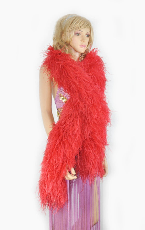 12 ply red Luxury Ostrich Feather Boa 71
