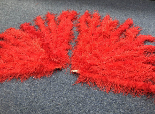 Burlesque Fluffy Red Waterfall Abanico Plumas de avestruz Boa Fan 42