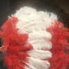 Misture vermelho e blush XL Ventilador de penas de avestruz de 2 camadas 34&#39;&#39;x 60&#39;&#39; com bolsa de couro de viagem.