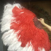 Mix red & blush XL 2 Layer Ostrich Feather Fan 34''x 60'' with Travel leather Bag.