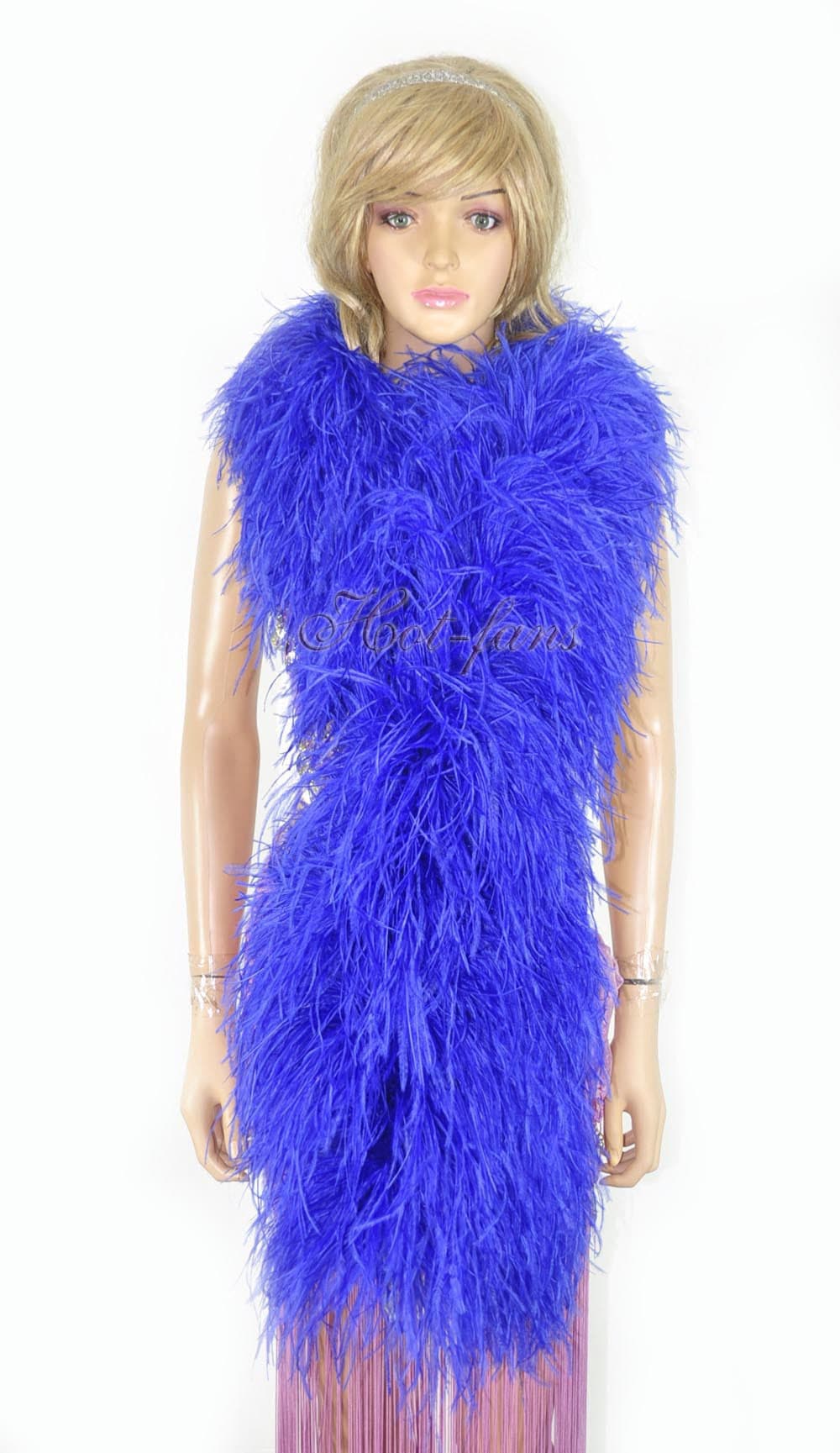 20 ply royal blue Luxury Ostrich Feather Boa 71"long (180 cm).