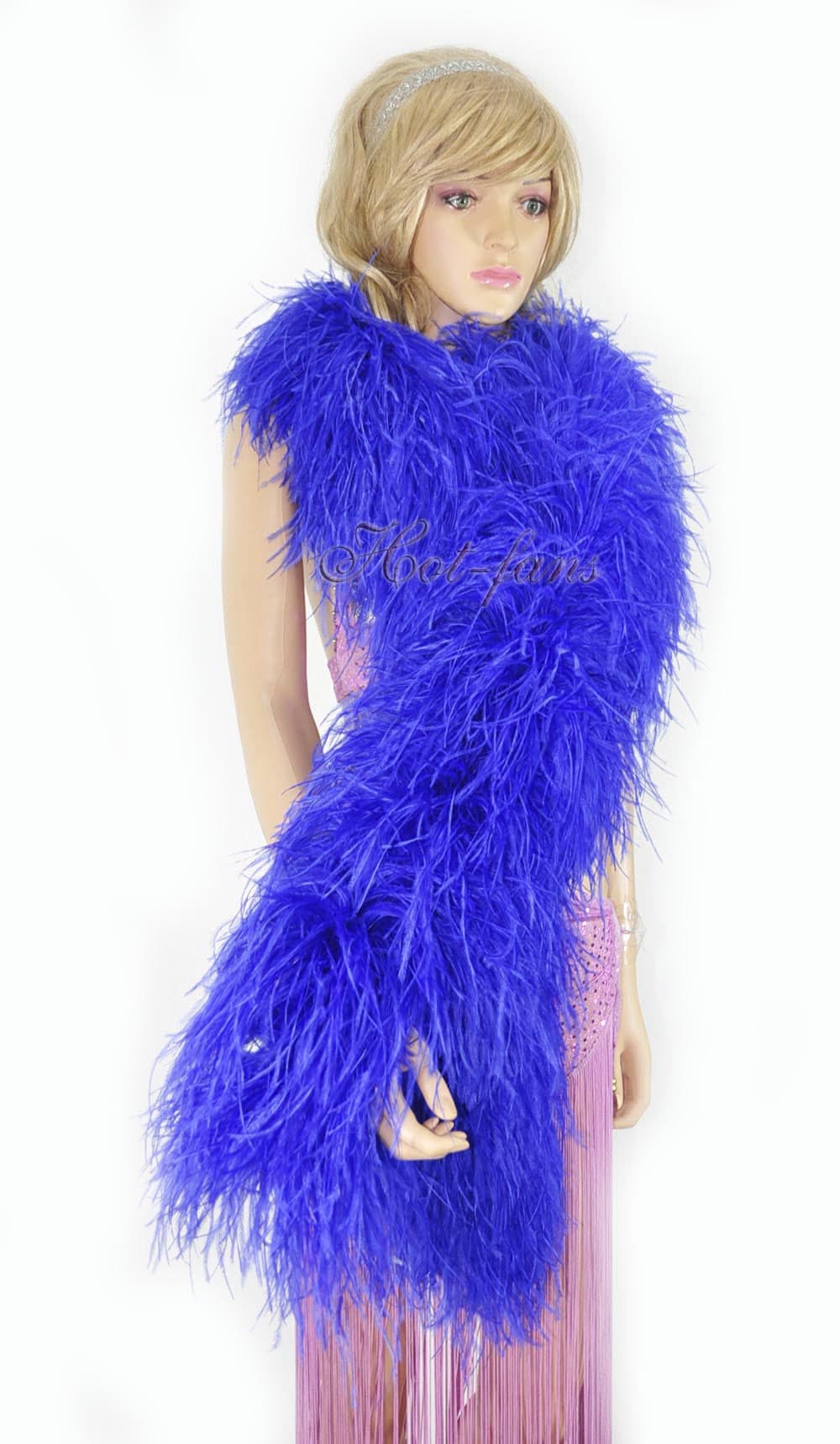 20 ply royal blue Luxury Ostrich Feather Boa 71"long (180 cm).