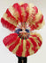 mix red & wheat single layer Ostrich Feather Fan with leather travel Bag 25"x 45".