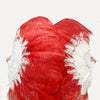 Abanico de plumas de avestruz de 2 capas rojo y blanco de 30''x 54'' con bolsa de viaje de cuero.