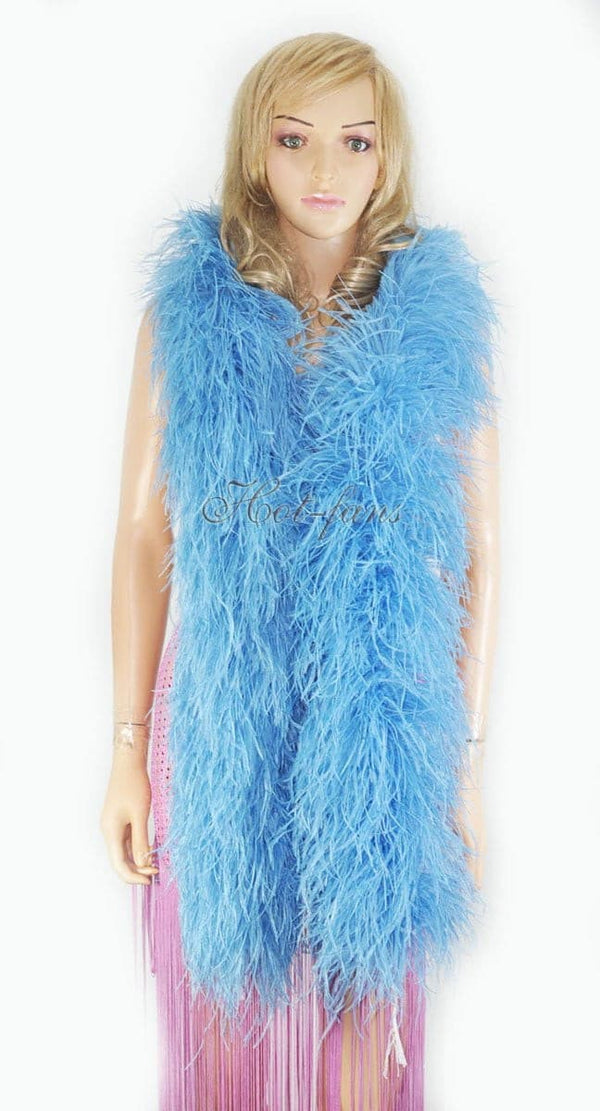 12 ply sky blue Luxury Ostrich Feather Boa 71