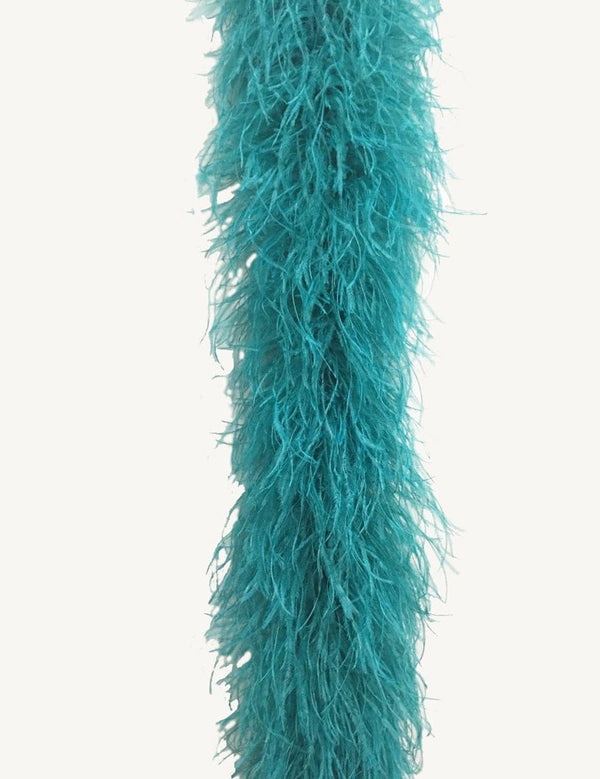 Boa de plumas de avestruz de lujo de 12 capas verde azulado 71