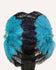 Mezcla de verde azulado y negro Abanico XL de plumas de avestruz de 2 capas 34''x 60'' con bolsa de viaje de cuero.
