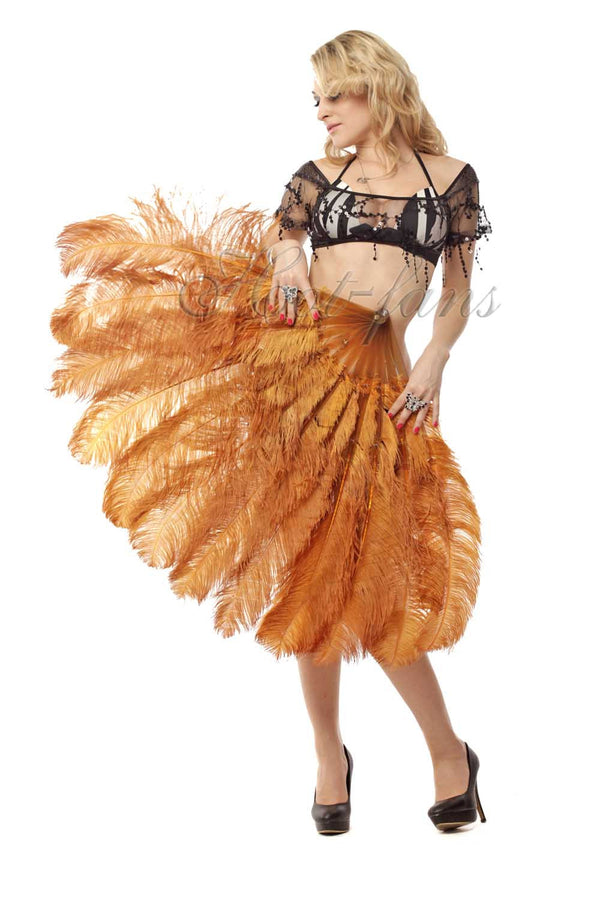 2 layers topaz Ostrich Feather Fan 30