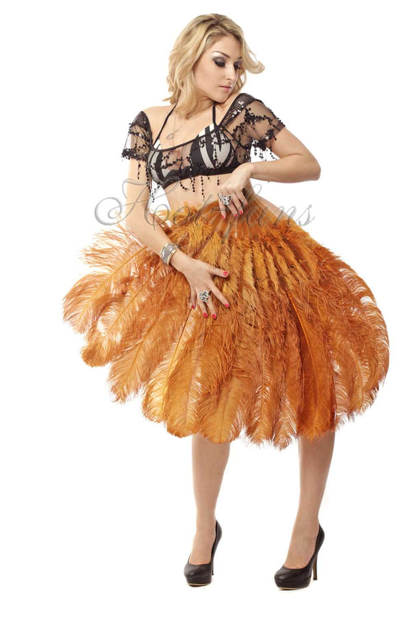 2 layers topaz Ostrich Feather Fan 30