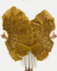 Load image into Gallery viewer, Topaz Ostrich & Marabou Feathers fan 27"x 53" with Travel leather Bag.
