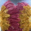 Abanico de plumas de avestruz XL de 2 capas, color burdeos y topacio, de 34&#39;&#39;x 60&#39;&#39; con bolsa de viaje de cuero.